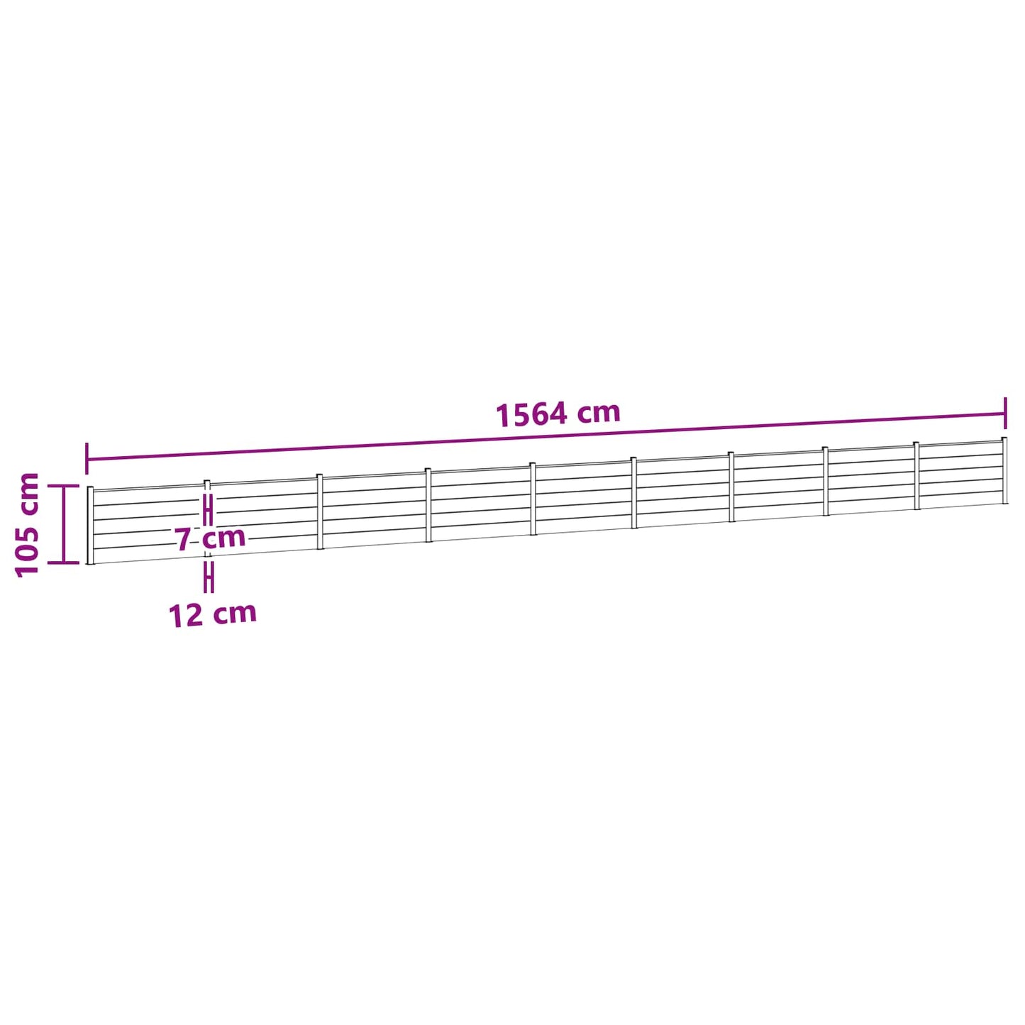 Hekpaneel 9 pcs WPC en Aluminium Zwart