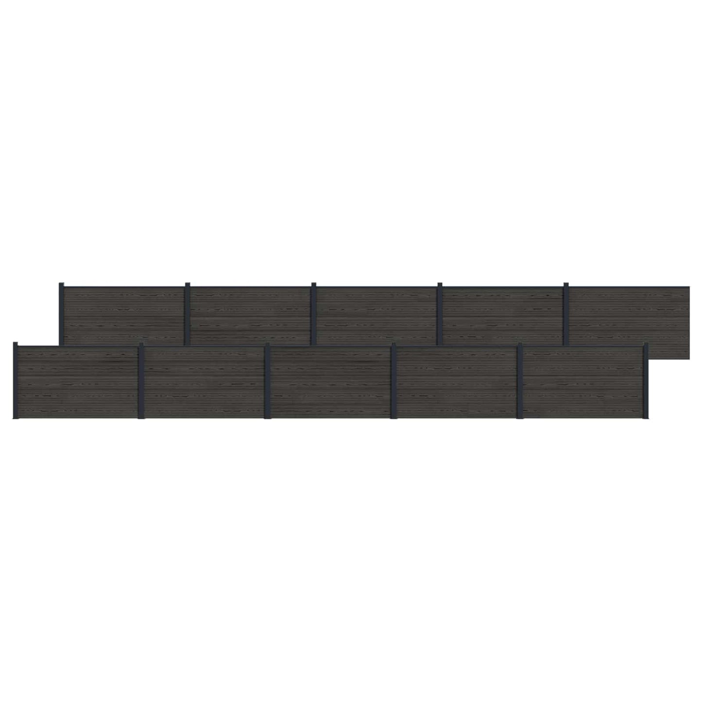 Hekpaneel 10 pcs WPC en Aluminium Zwart
