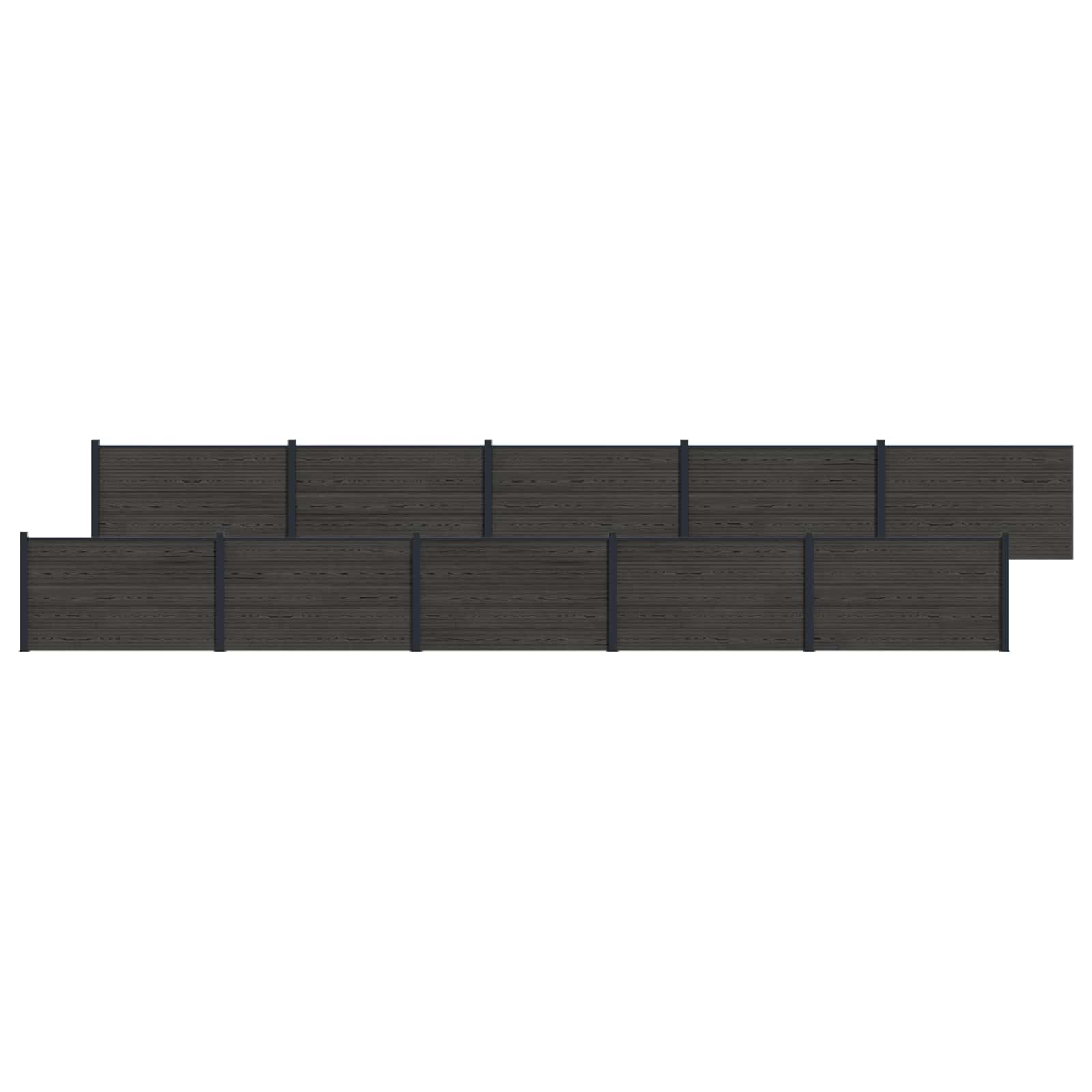 Hekpaneel 10 pcs WPC en Aluminium Zwart
