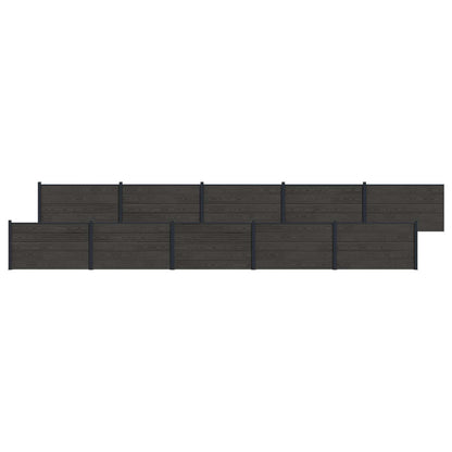 Hekpaneel 10 pcs WPC en Aluminium Zwart