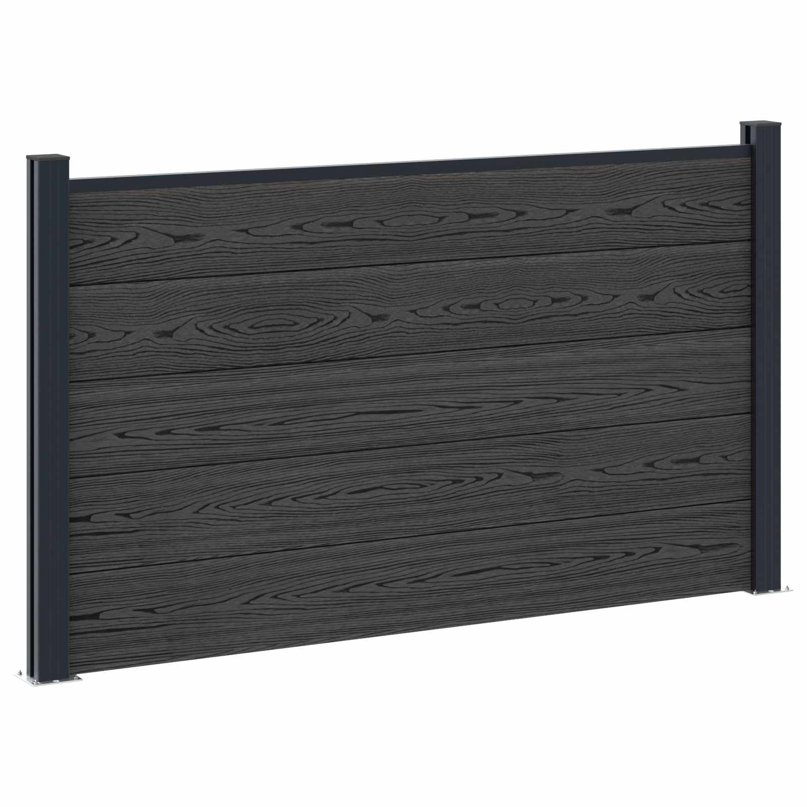 Hekpaneel 10 pcs WPC en Aluminium Zwart