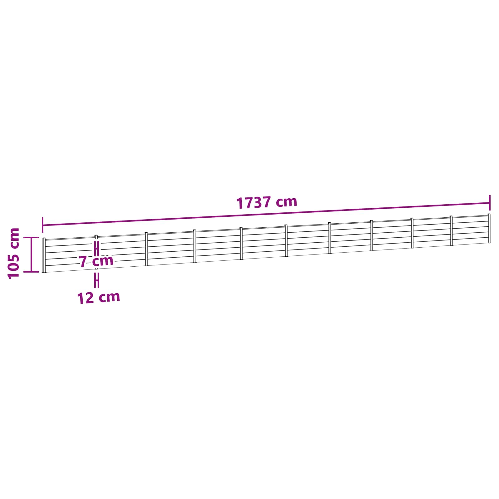 Hekpaneel 10 pcs WPC en Aluminium Zwart
