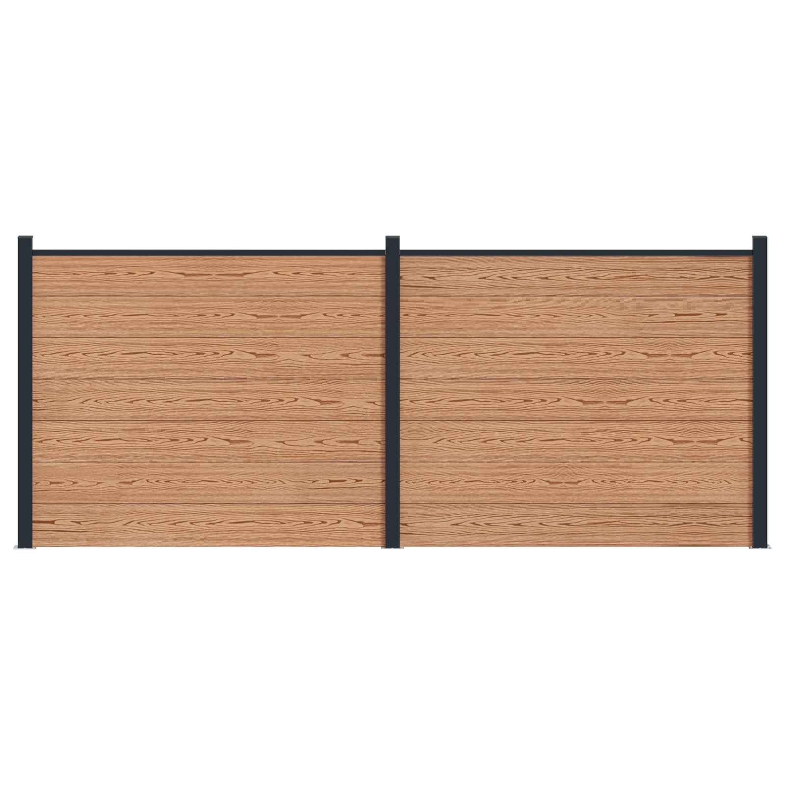 Hekpaneel 2 pcs WPC en Aluminium Bruin