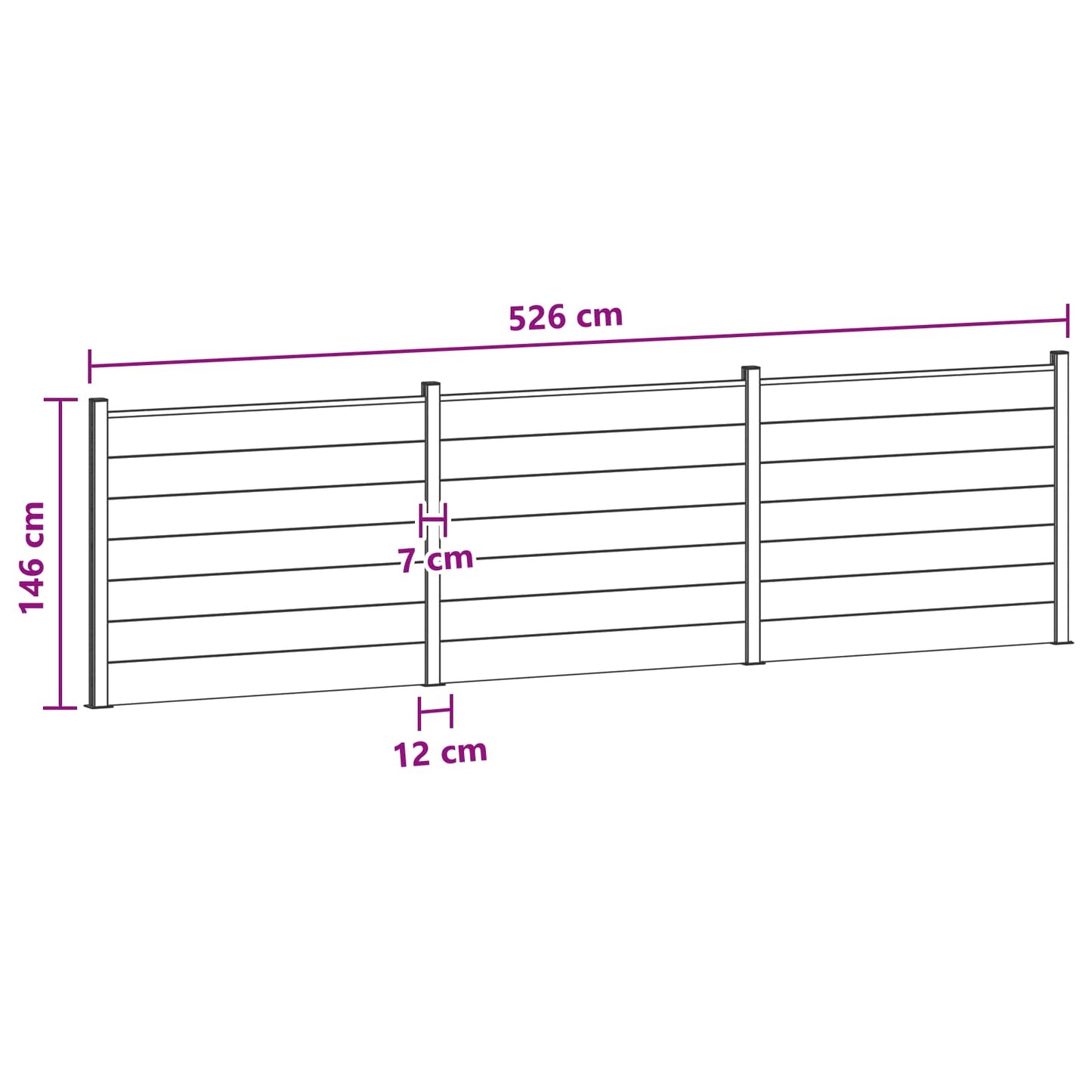 Hekpaneel 3 pcs WPC en Aluminium Bruin