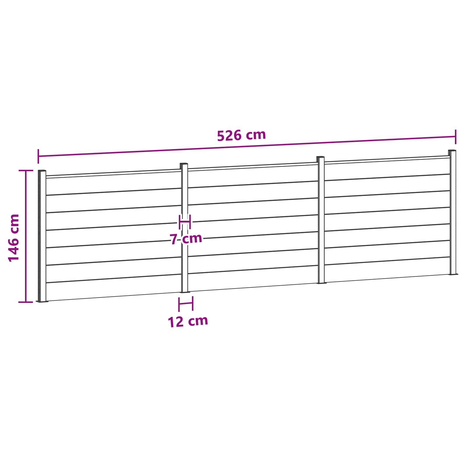 Hekpaneel 3 pcs WPC en Aluminium Bruin