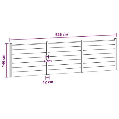 Hekpaneel 3 pcs WPC en Aluminium Bruin