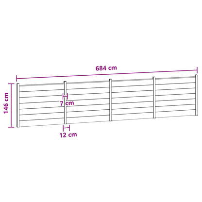 Hekpaneel 4 pcs WPC en Aluminium Bruin