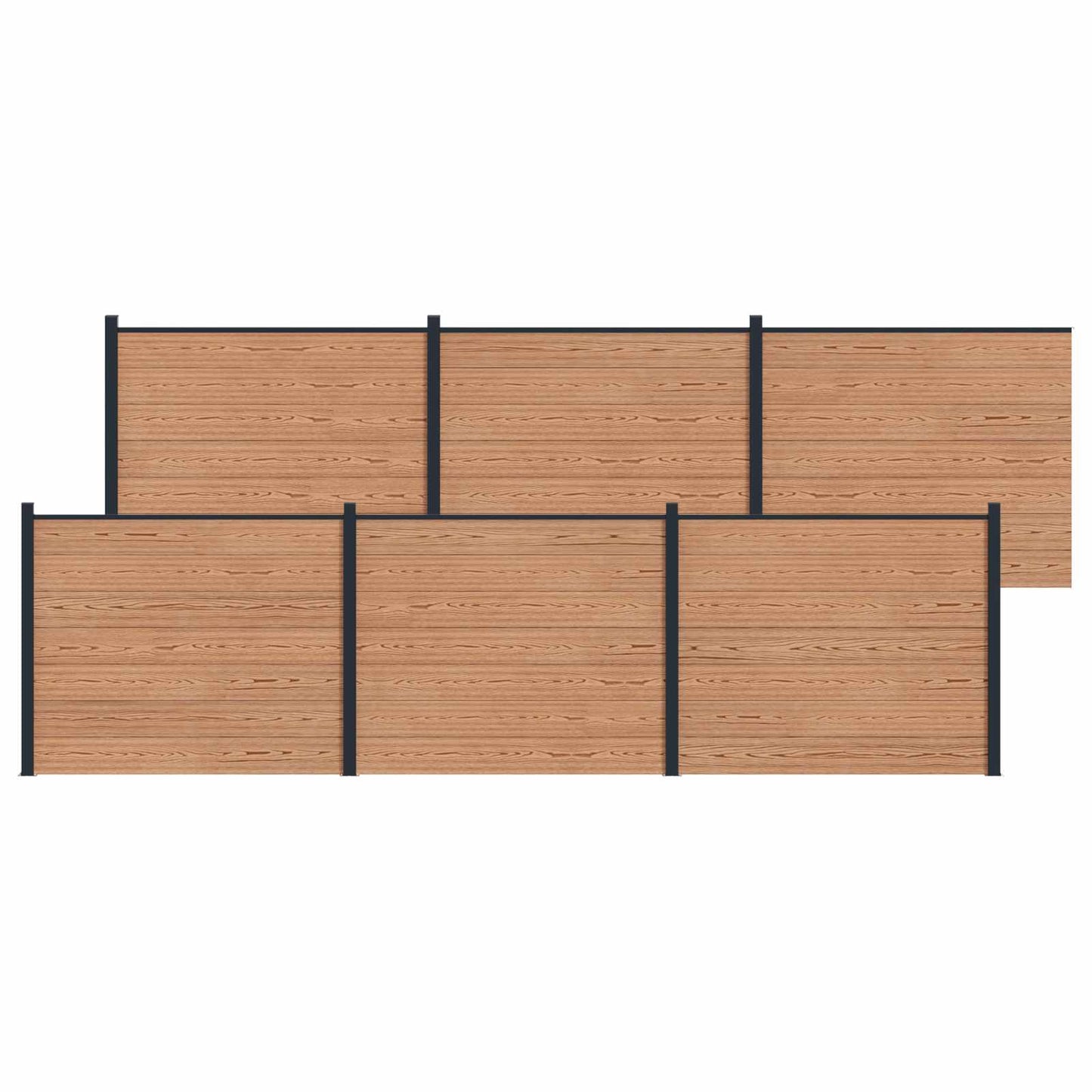 Hekpaneel 6 pcs WPC en Aluminium Bruin