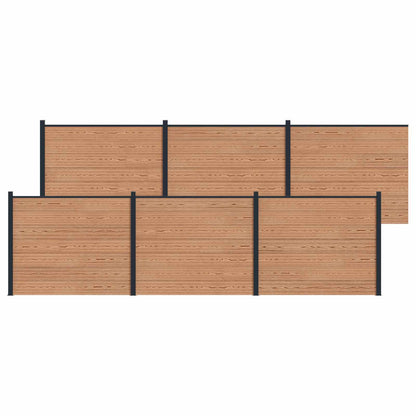 Hekpaneel 6 pcs WPC en Aluminium Bruin