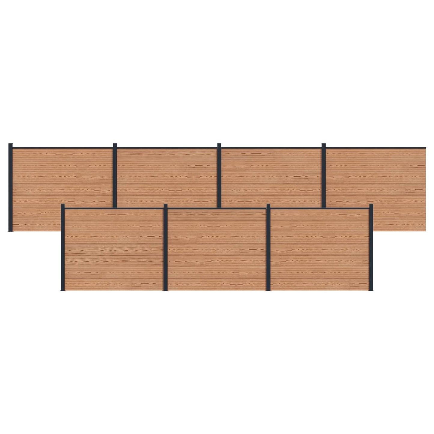 Hekpaneel 7 pcs WPC en Aluminium Bruin