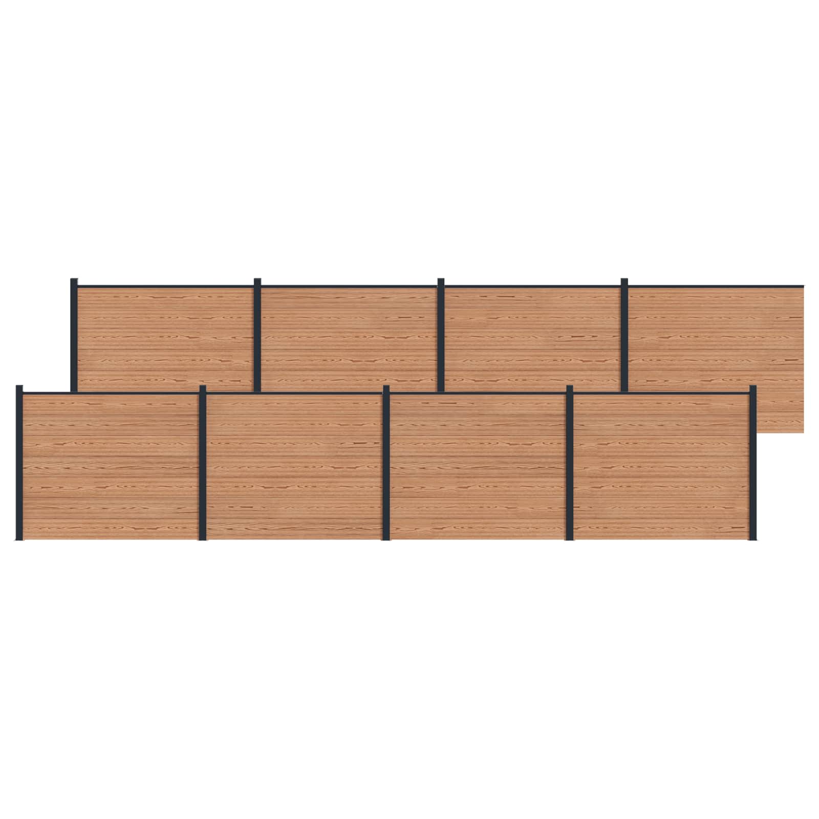 Hekpaneel 8 pcs WPC en Aluminium Bruin