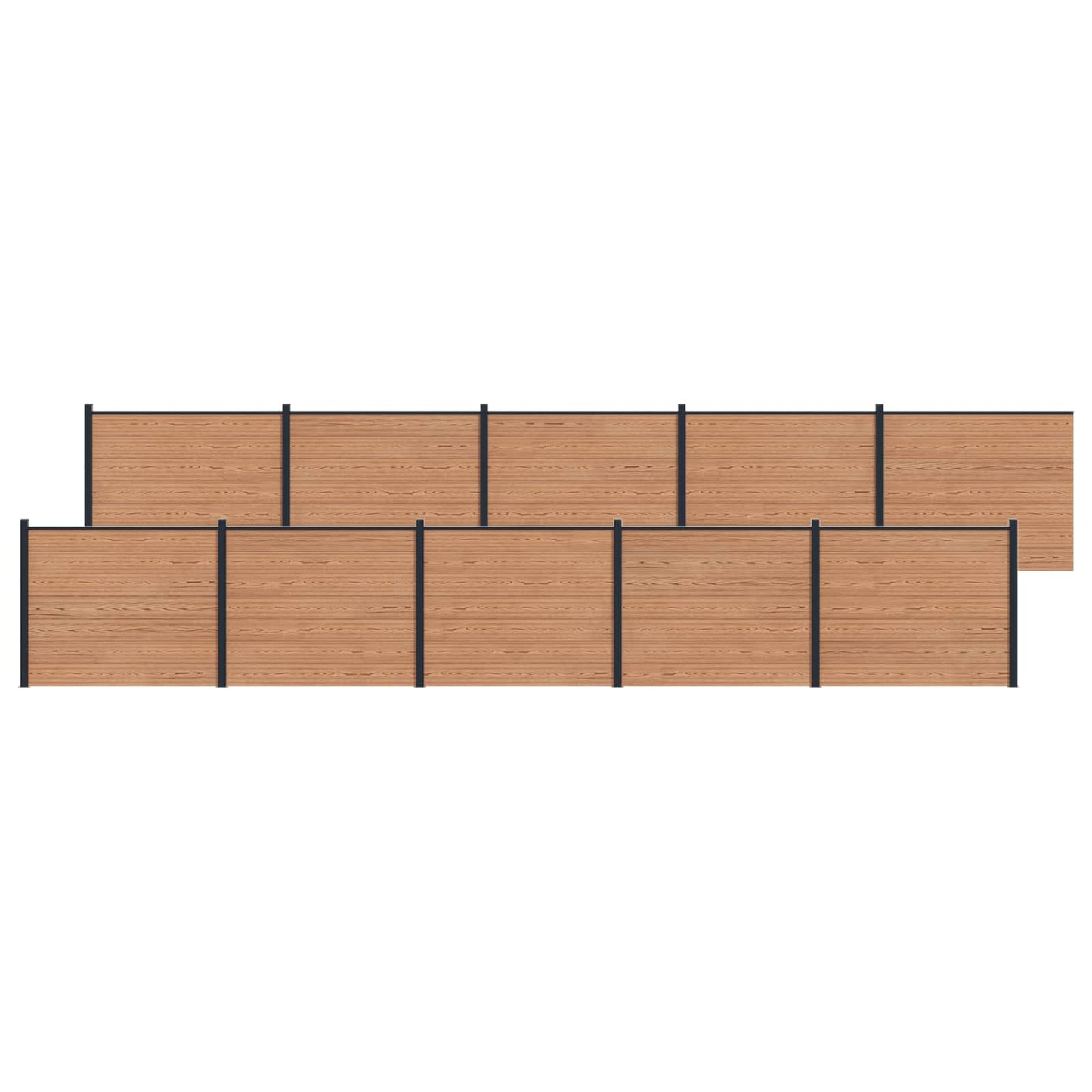 Hekpaneel 10 pcs WPC en Aluminium Bruin