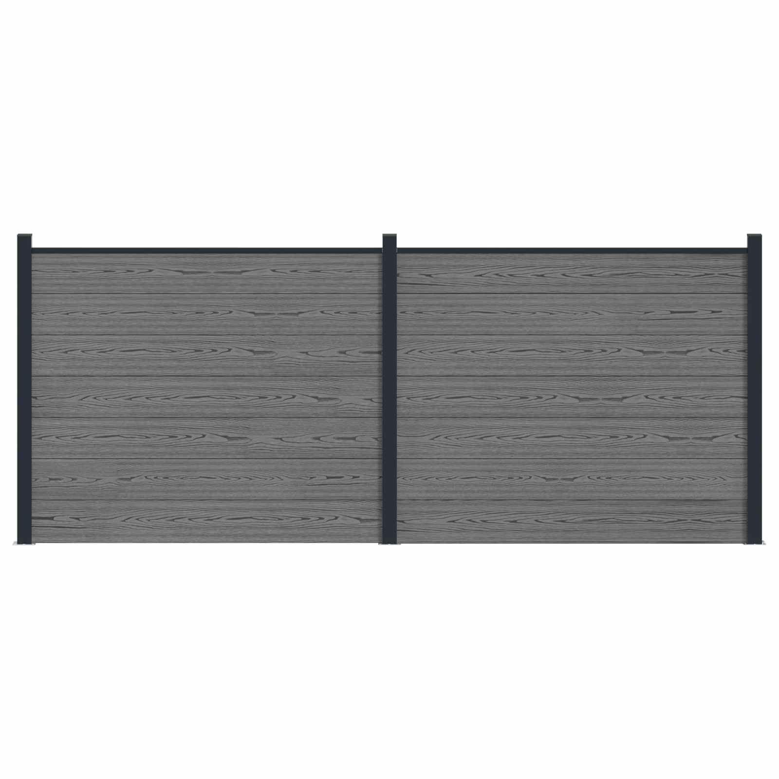 Hekpaneel 2 pcs WPC en Aluminium Grijs