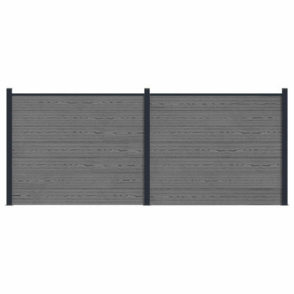 Hekpaneel 2 pcs WPC en Aluminium Grijs