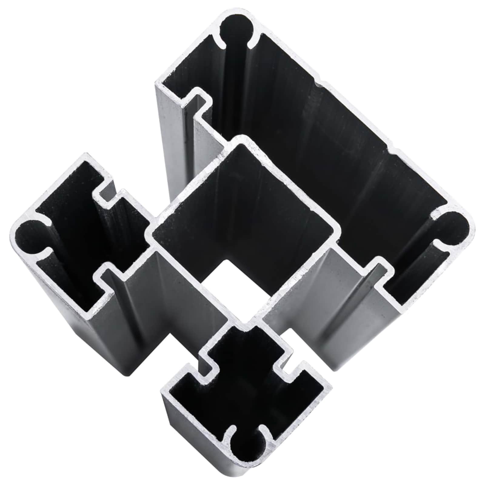 Hekpaneel 3 pcs WPC en Aluminium Grijs