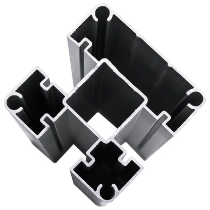 Hekpaneel 3 pcs WPC en Aluminium Grijs