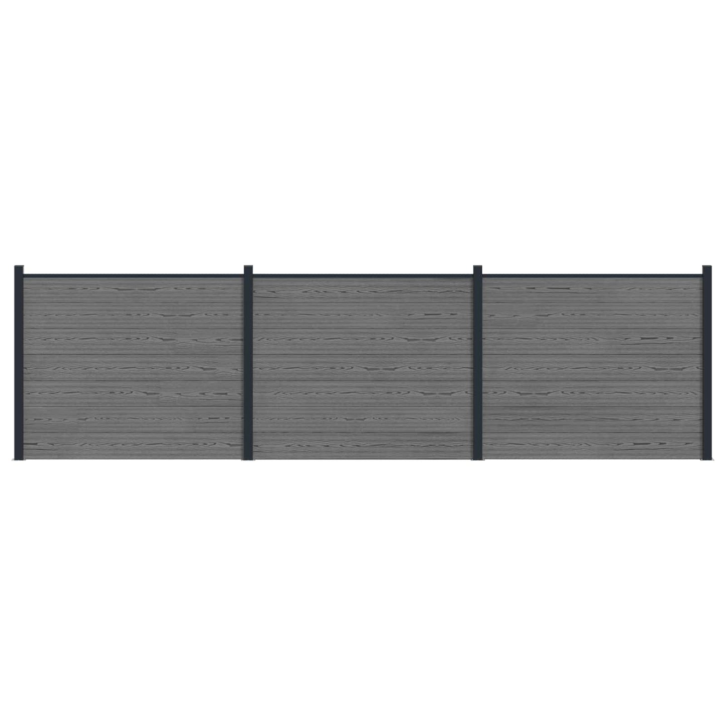 Hekpaneel 3 pcs WPC en Aluminium Grijs