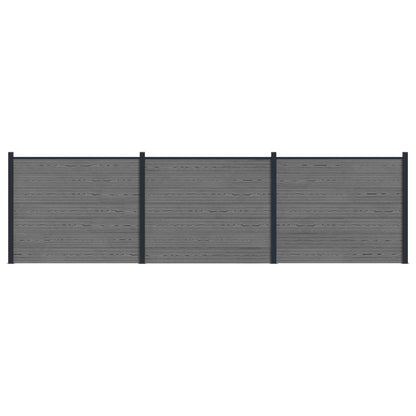 Hekpaneel 3 pcs WPC en Aluminium Grijs
