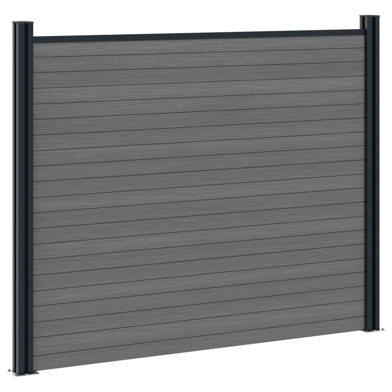Hekpaneel 3 pcs WPC en Aluminium Grijs