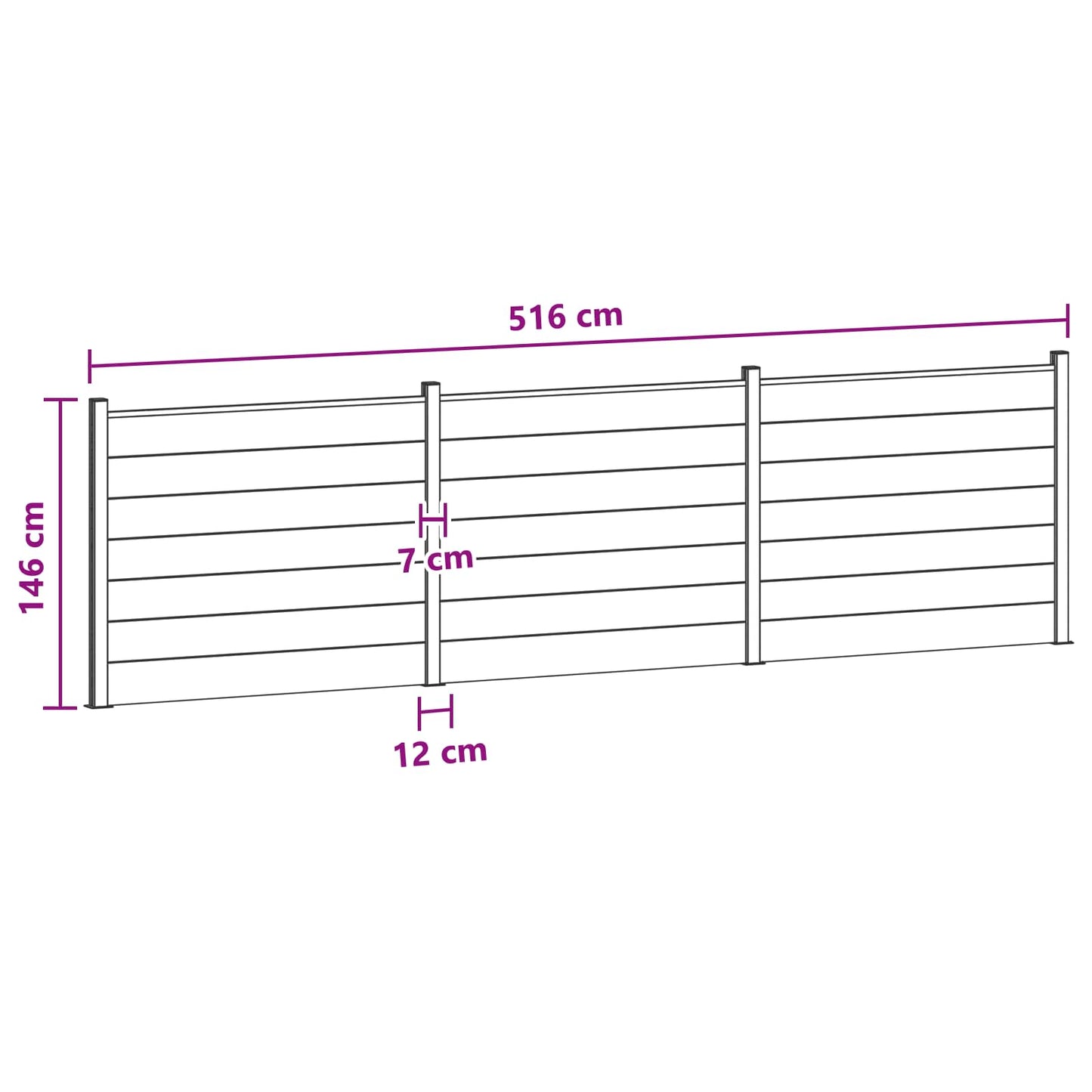 Hekpaneel 3 pcs WPC en Aluminium Grijs