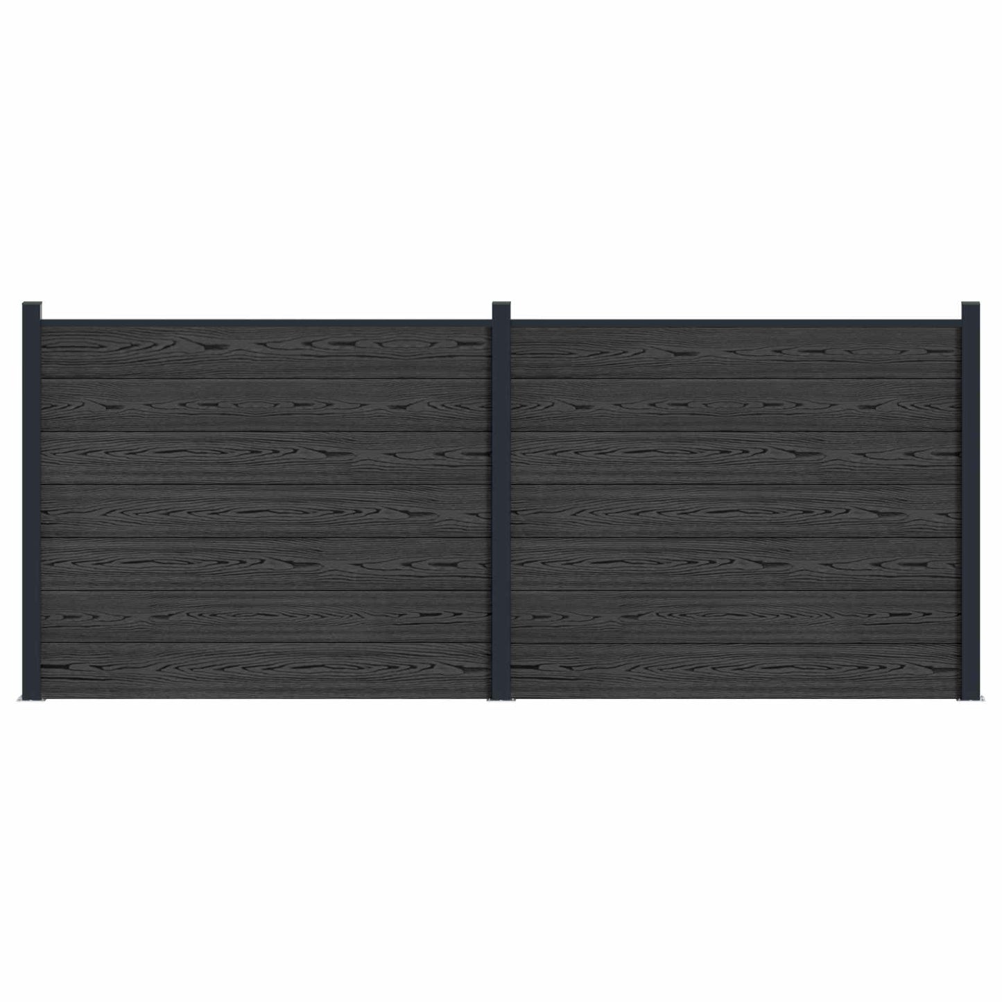 Hekpaneel 2 pcs WPC en Aluminium Zwart