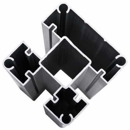 Hekpaneel 3 pcs WPC en Aluminium Zwart