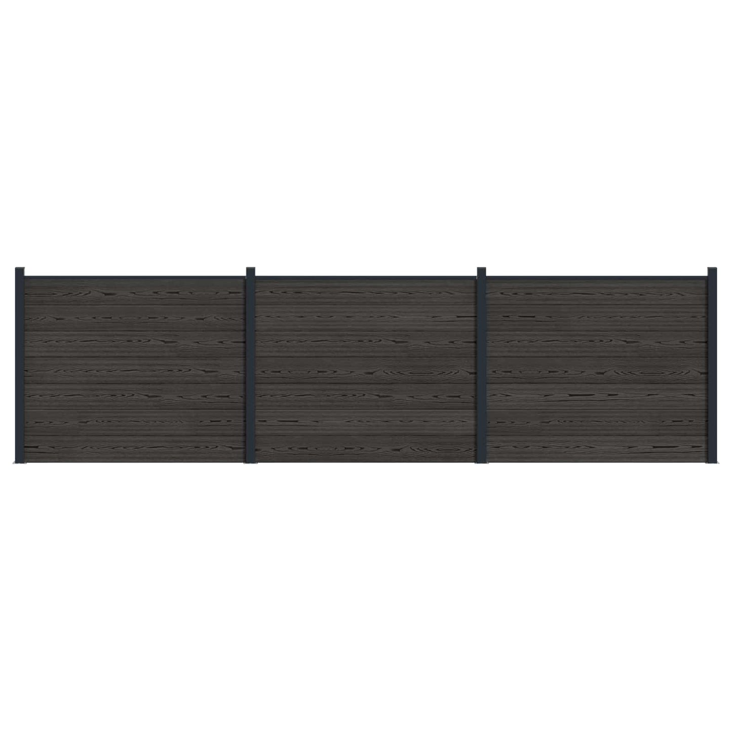Hekpaneel 3 pcs WPC en Aluminium Zwart