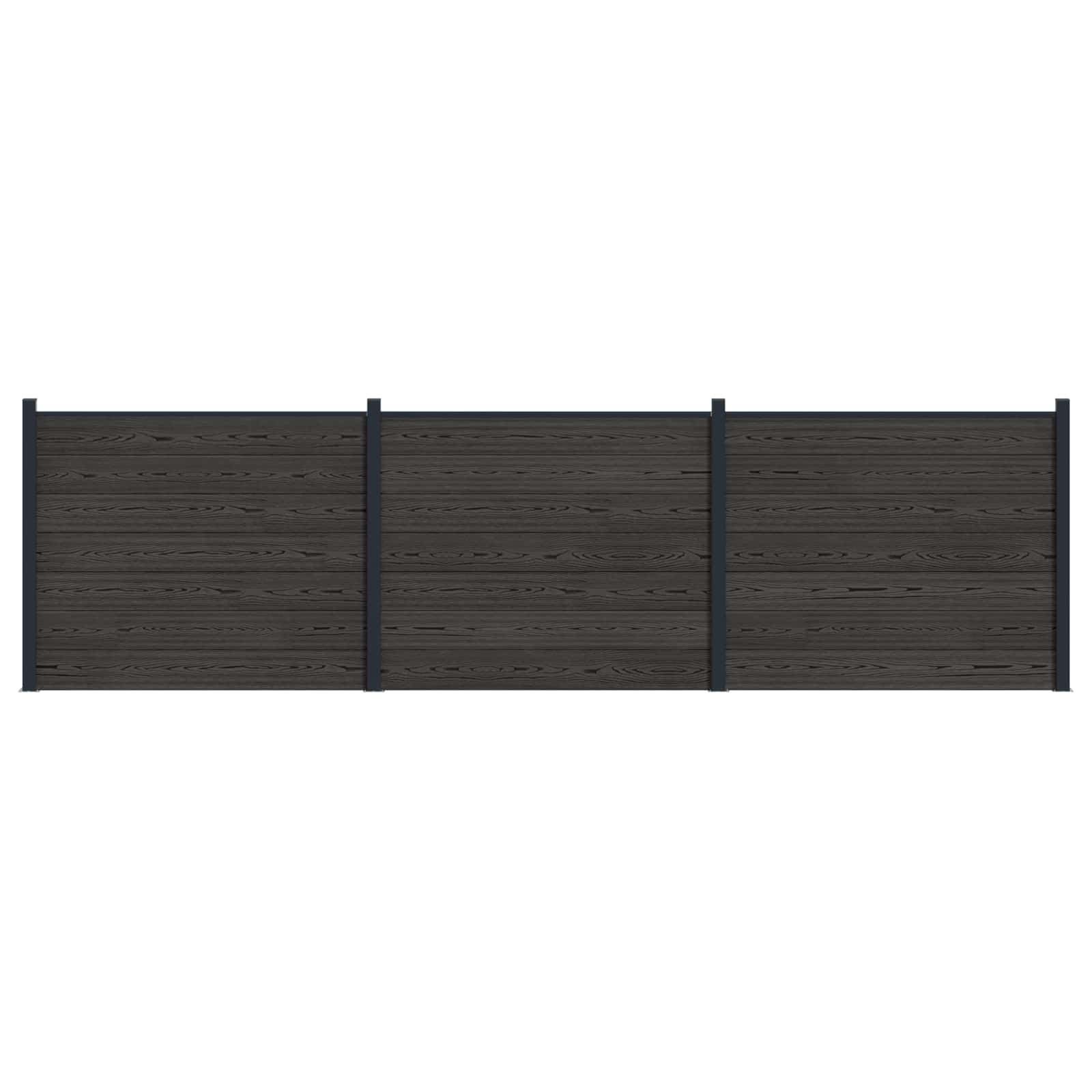 Hekpaneel 3 pcs WPC en Aluminium Zwart