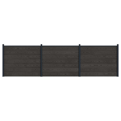 Hekpaneel 3 pcs WPC en Aluminium Zwart