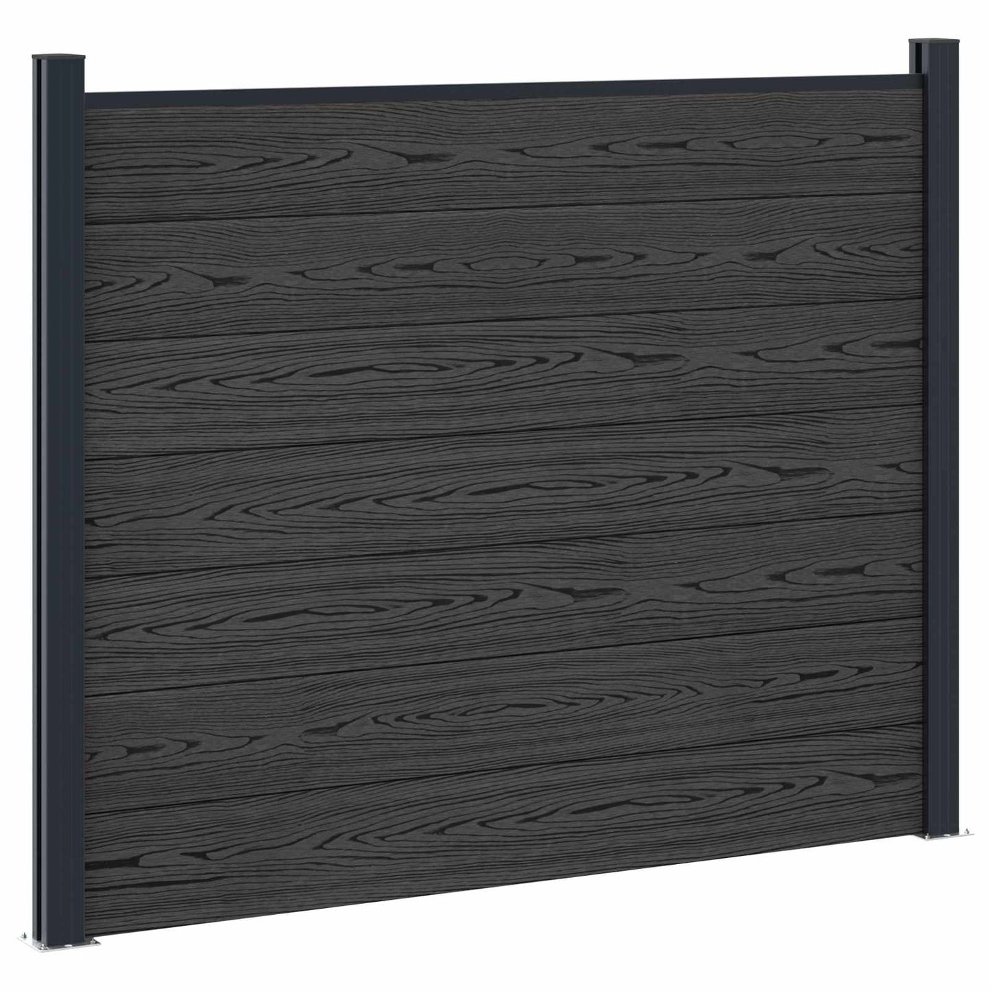 Hekpaneel 3 pcs WPC en Aluminium Zwart
