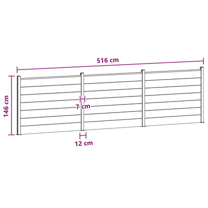 Hekpaneel 3 pcs WPC en Aluminium Zwart