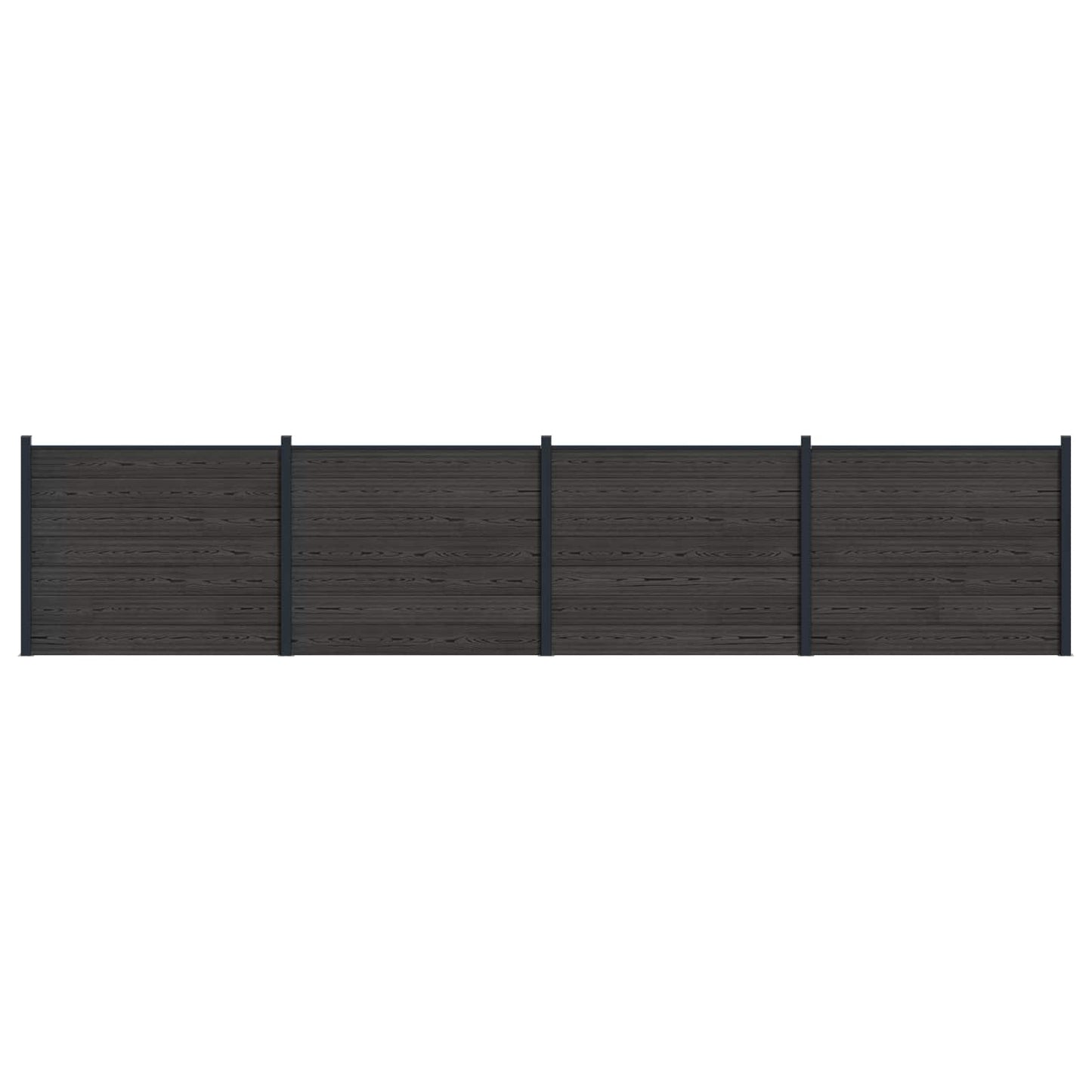 Hekpaneel 4 pcs WPC en Aluminium Zwart