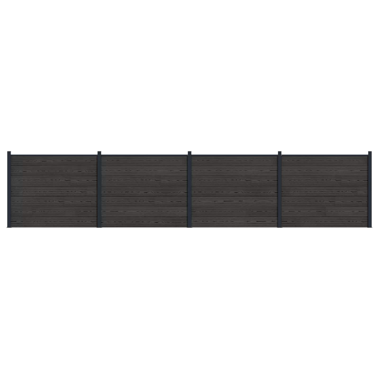 Hekpaneel 4 pcs WPC en Aluminium Zwart