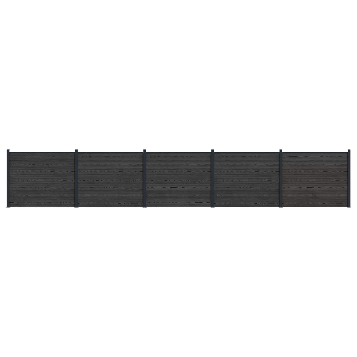 Hekpaneel 5 pcs WPC en Aluminium Zwart