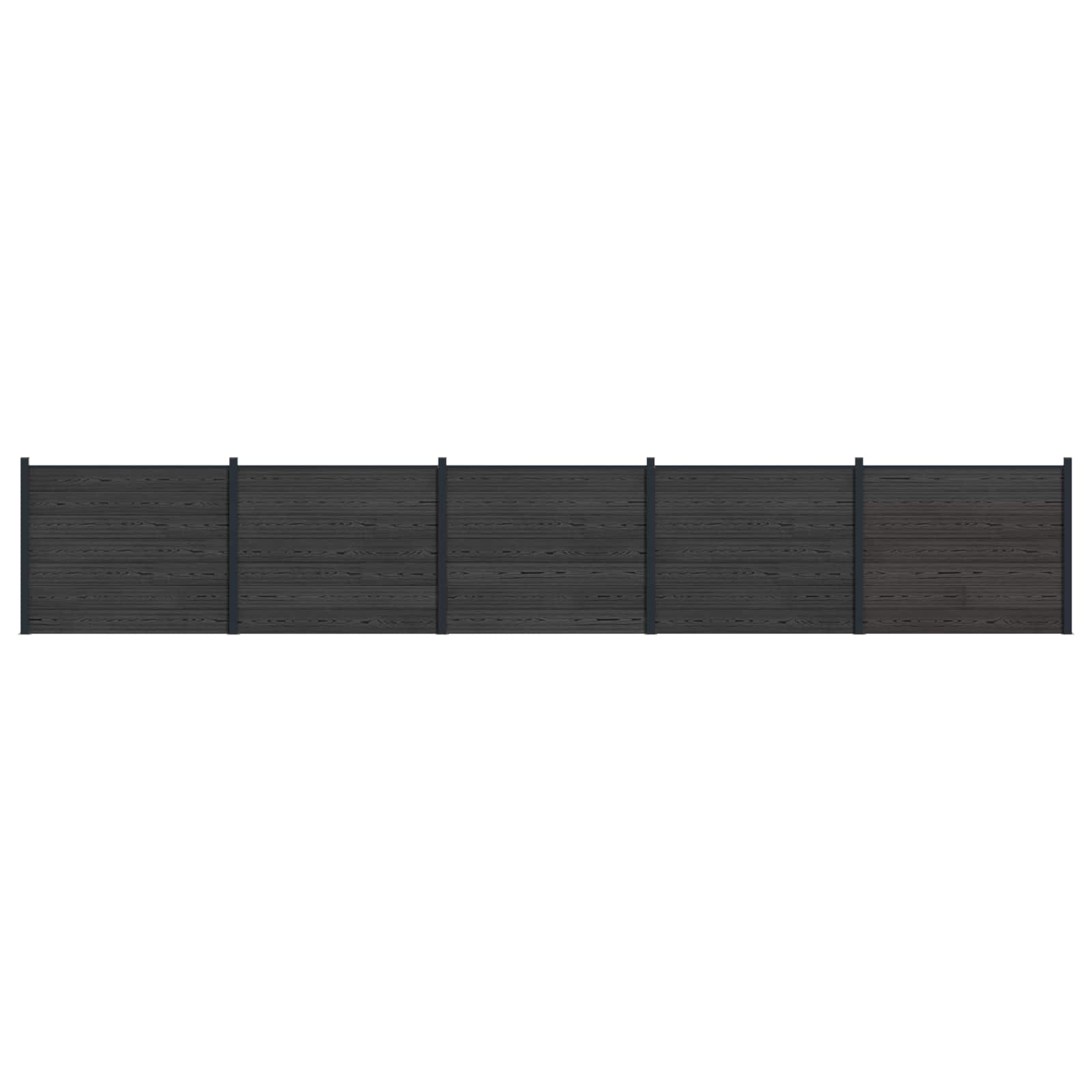 Hekpaneel 5 pcs WPC en Aluminium Zwart