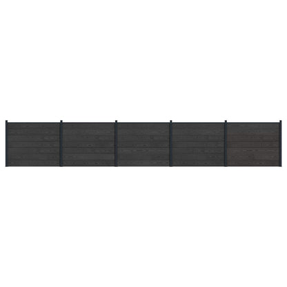 Hekpaneel 5 pcs WPC en Aluminium Zwart