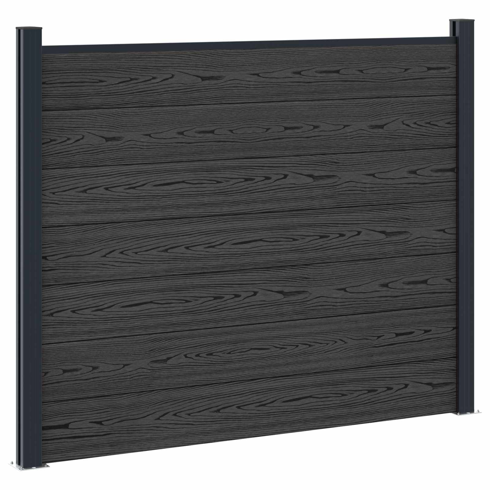 Hekpaneel 5 pcs WPC en Aluminium Zwart