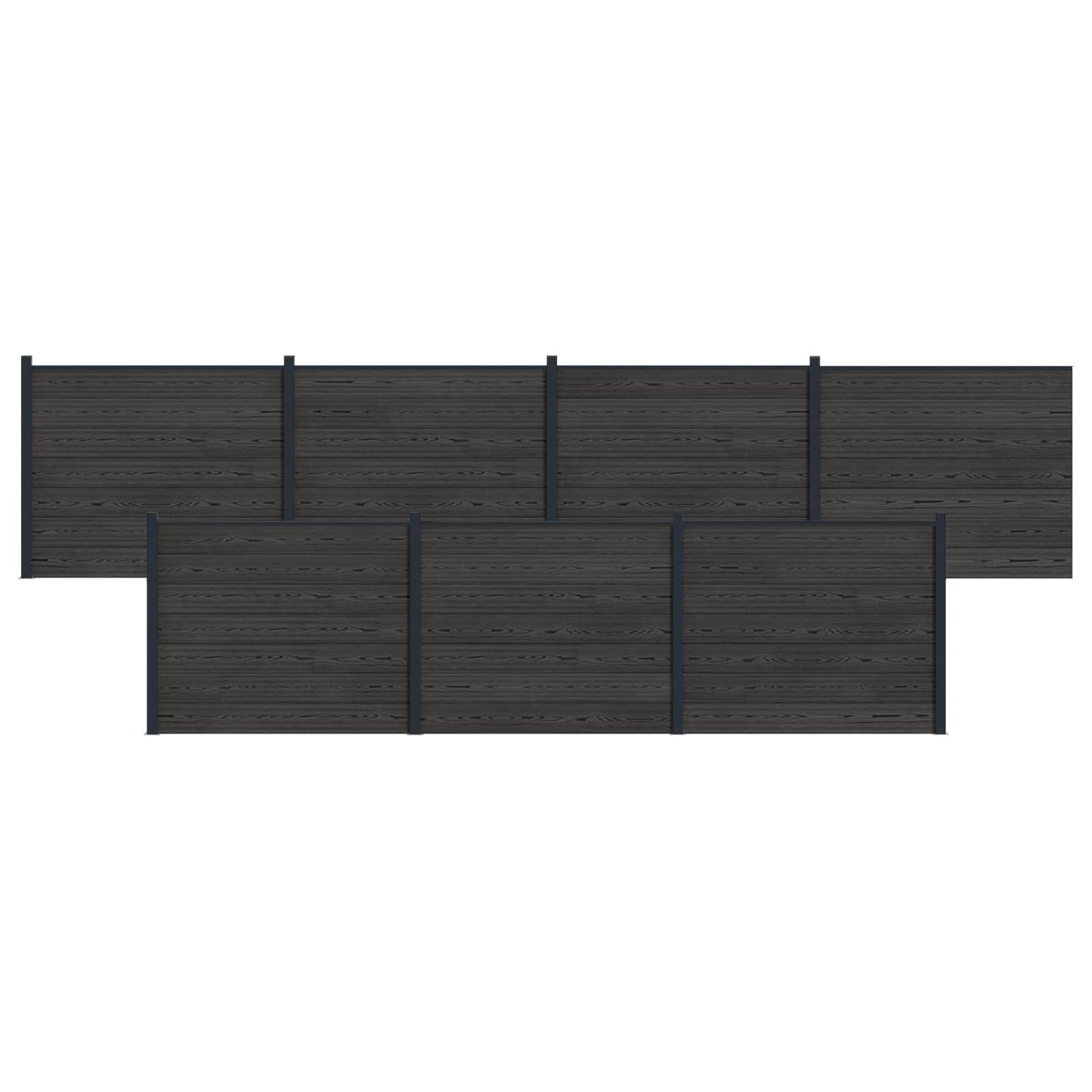 Hekpaneel 7 pcs WPC en Aluminium Zwart