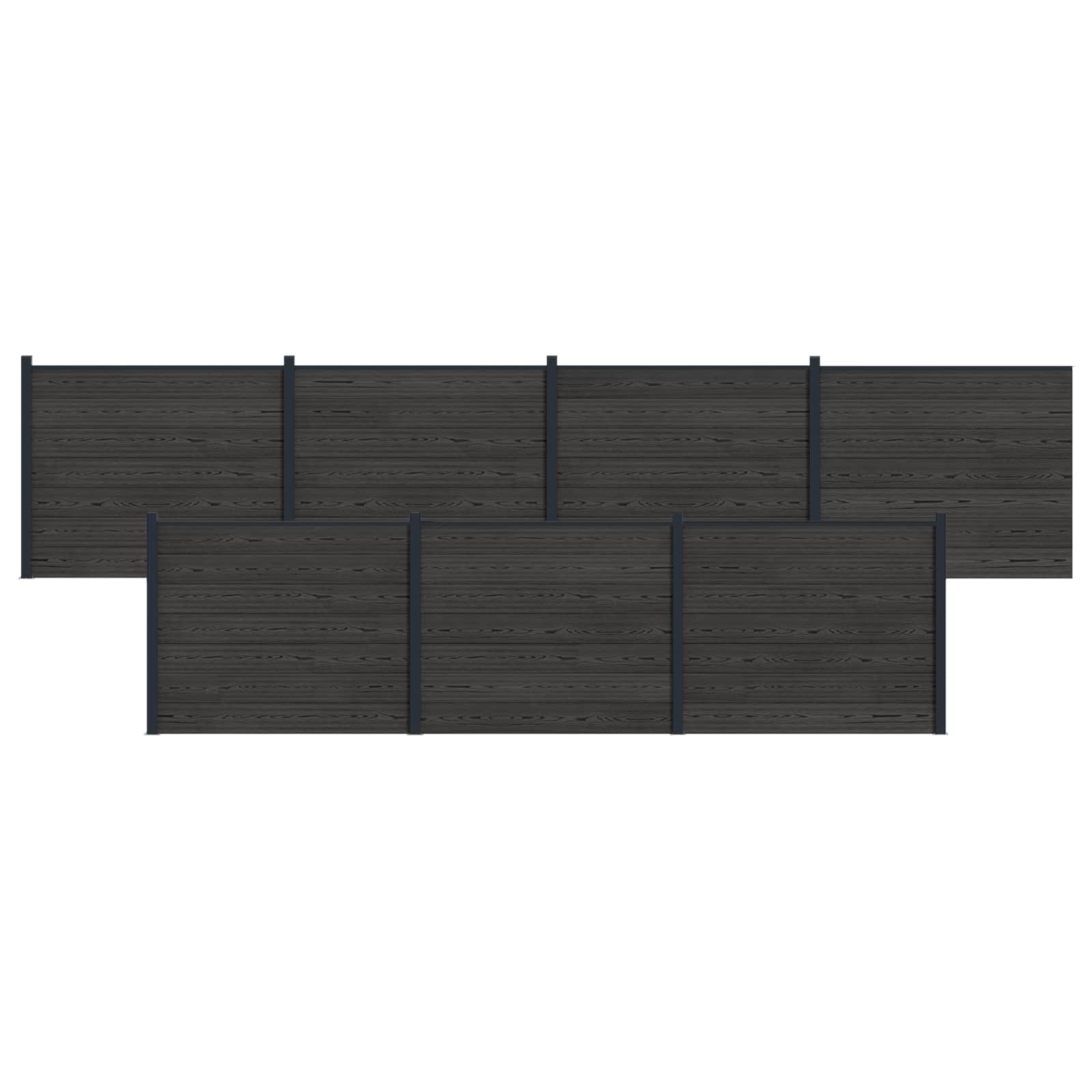 Hekpaneel 7 pcs WPC en Aluminium Zwart