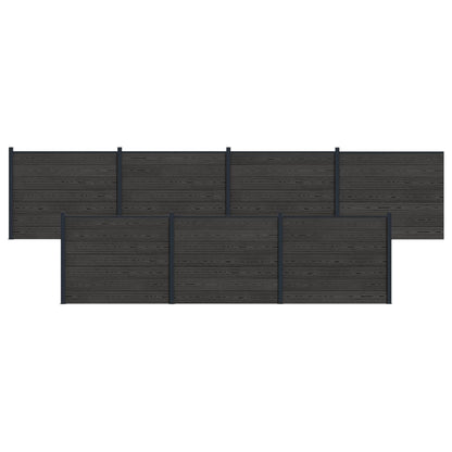Hekpaneel 7 pcs WPC en Aluminium Zwart
