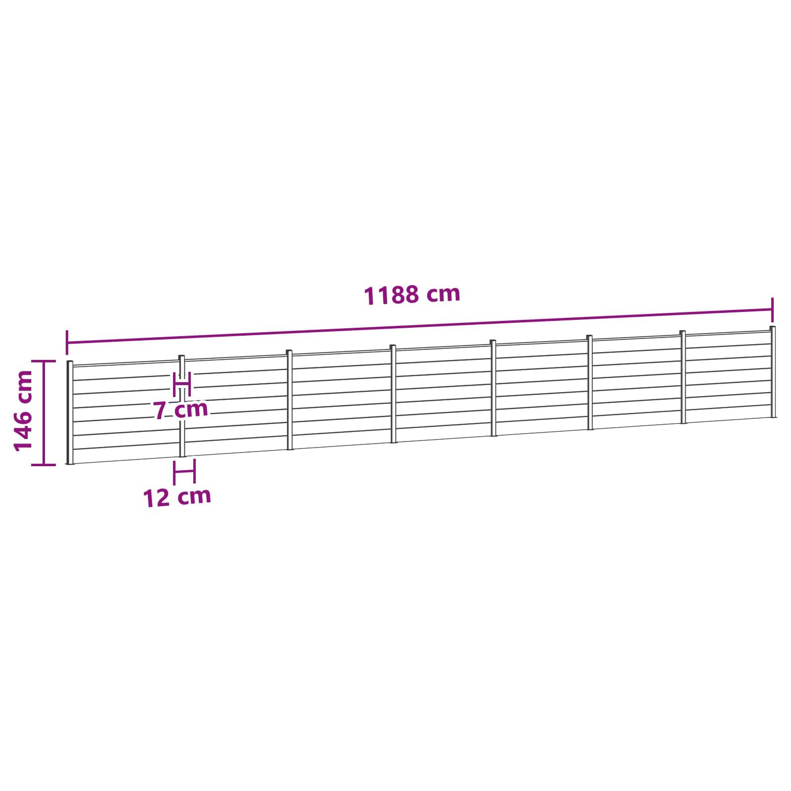 Hekpaneel 7 pcs WPC en Aluminium Zwart