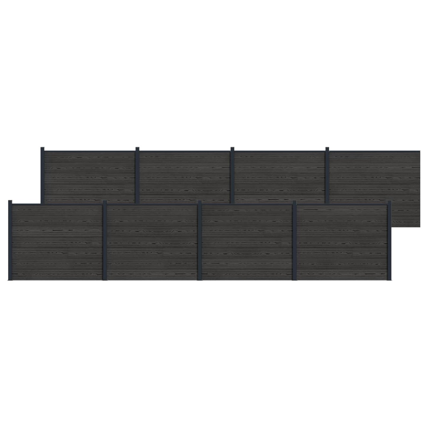 Hekpaneel 8 pcs WPC en Aluminium Zwart