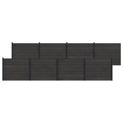 Hekpaneel 8 pcs WPC en Aluminium Zwart