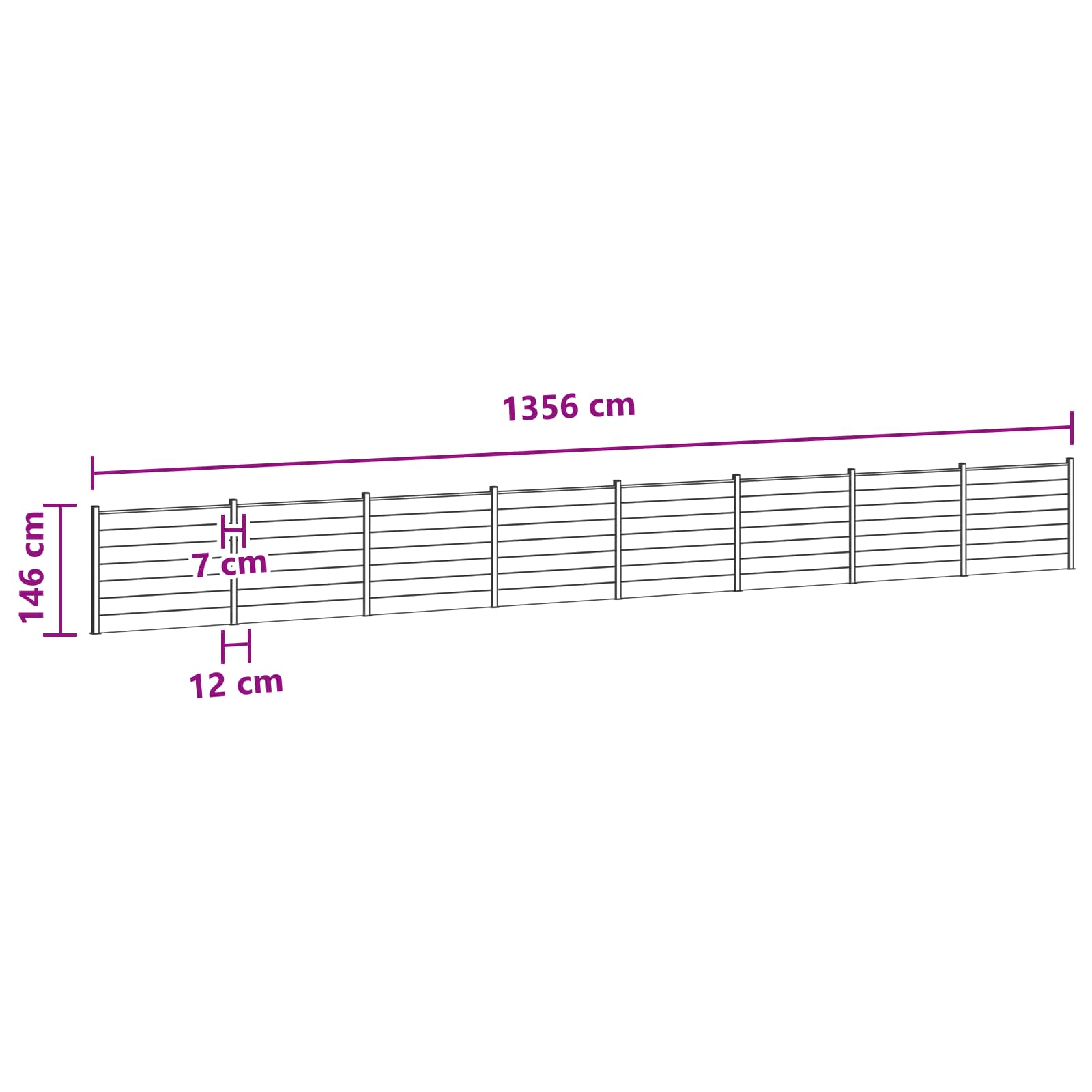Hekpaneel 8 pcs WPC en Aluminium Zwart