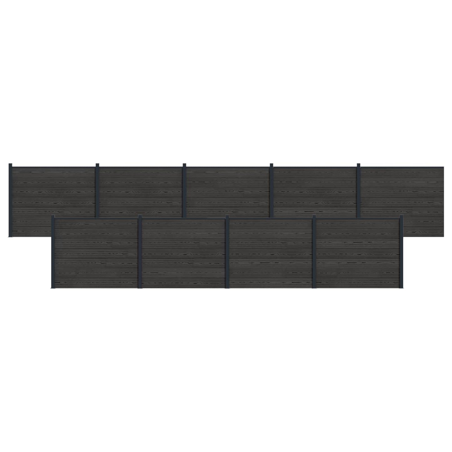 Hekpaneel 9 pcs WPC en Aluminium Zwart