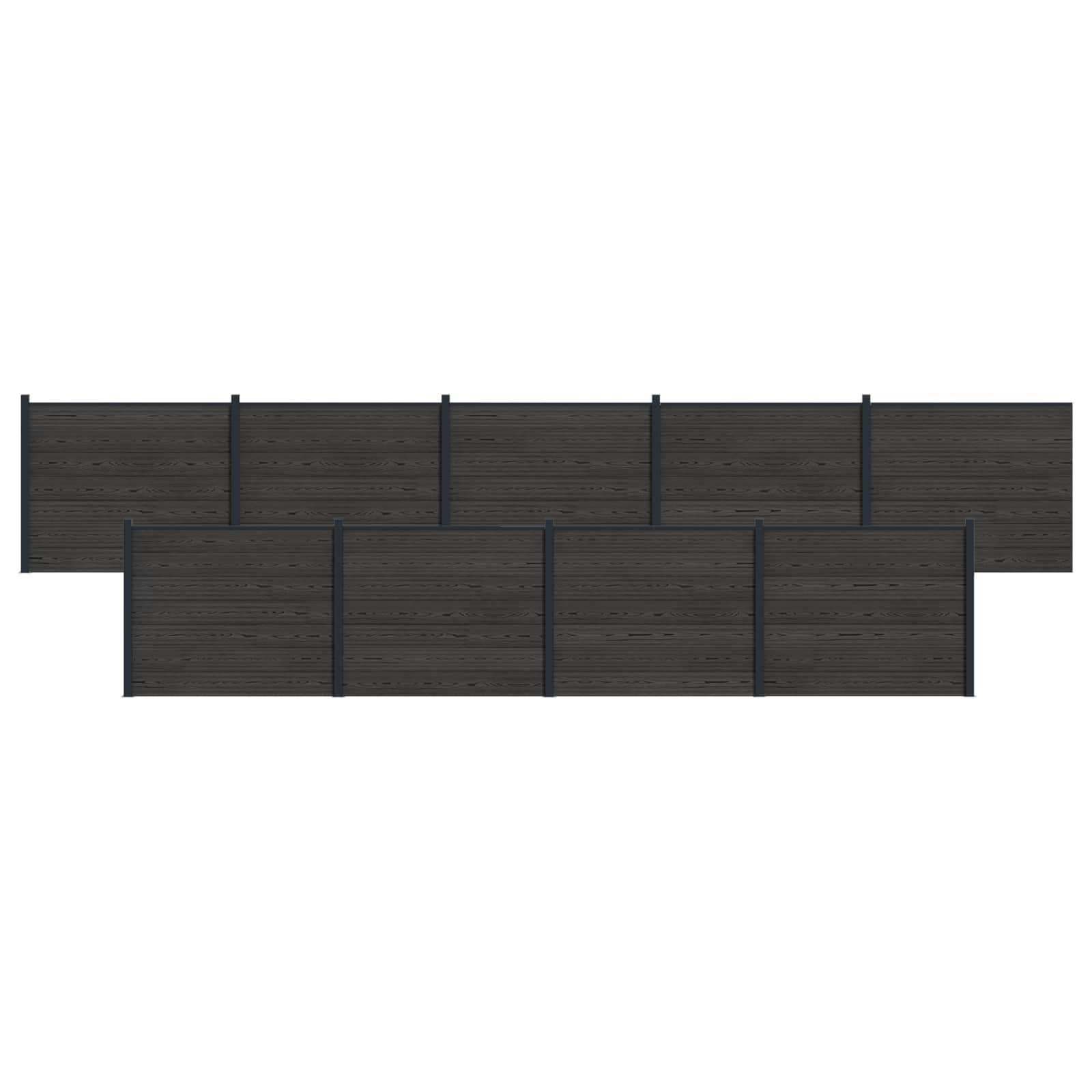 Hekpaneel 9 pcs WPC en Aluminium Zwart