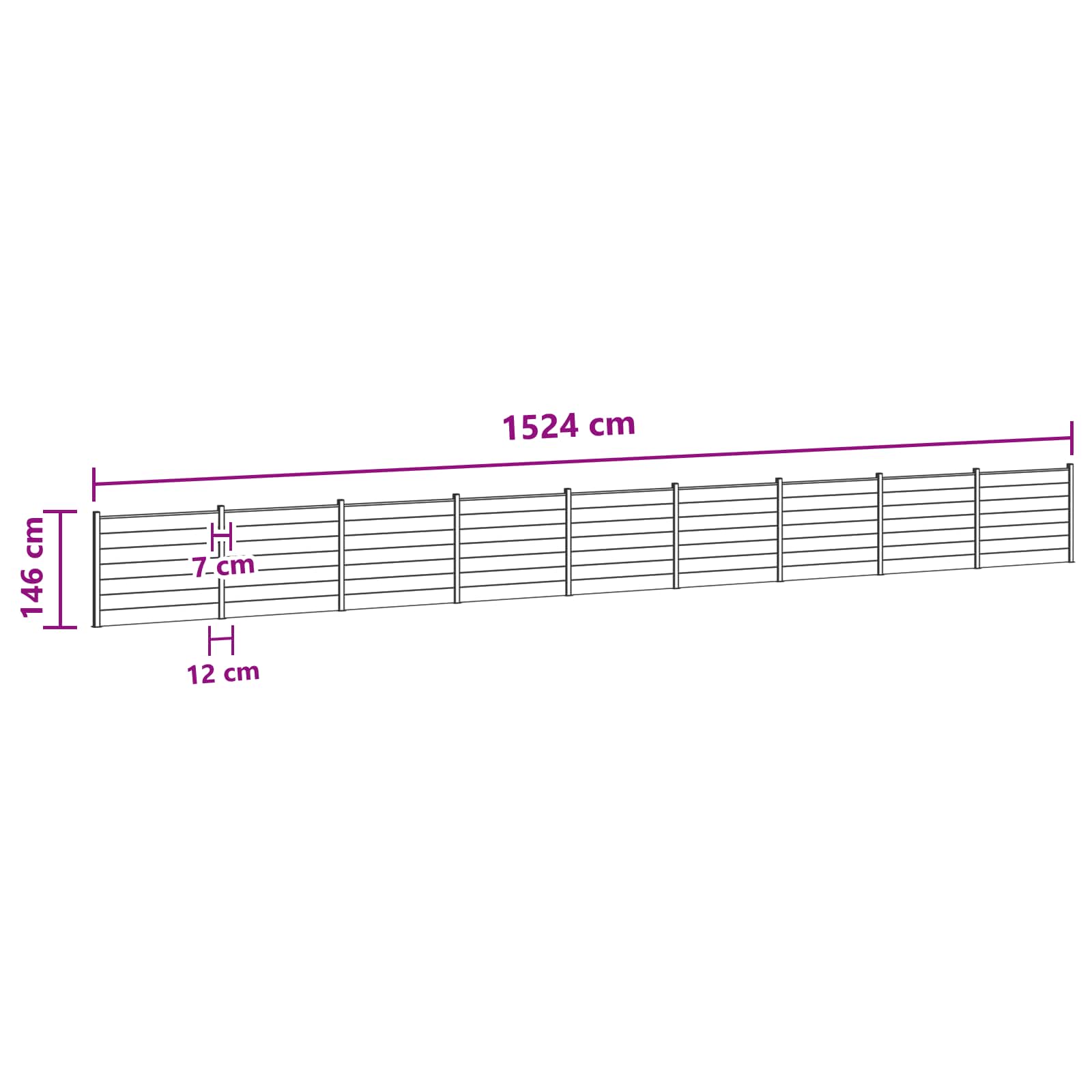 Hekpaneel 9 pcs WPC en Aluminium Zwart