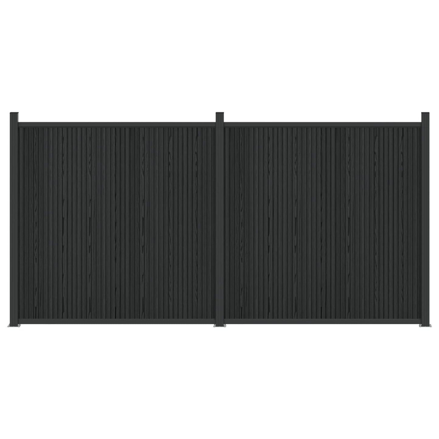Hekpaneel 2 pcs WPC en Aluminium Zwart