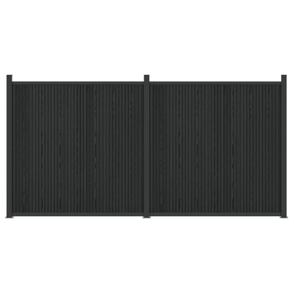 Hekpaneel 2 pcs WPC en Aluminium Zwart