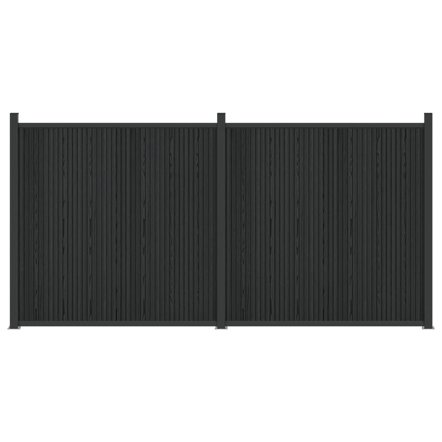 Hekpaneel 2 pcs WPC en Aluminium Zwart
